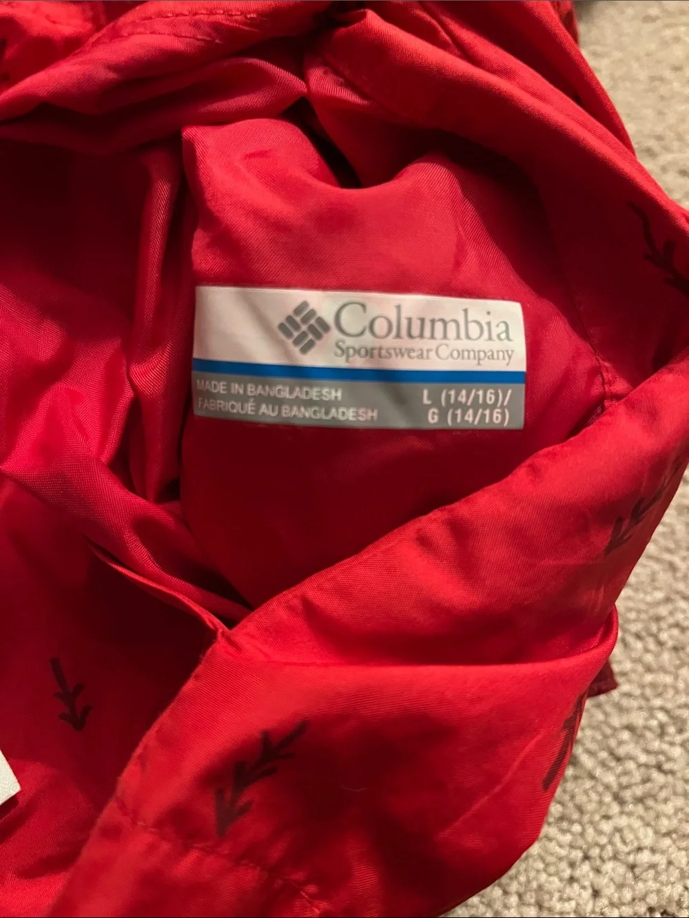 Columbia Youth Size Large (14/16) Reversible Lightweight Rain Coat Jacket